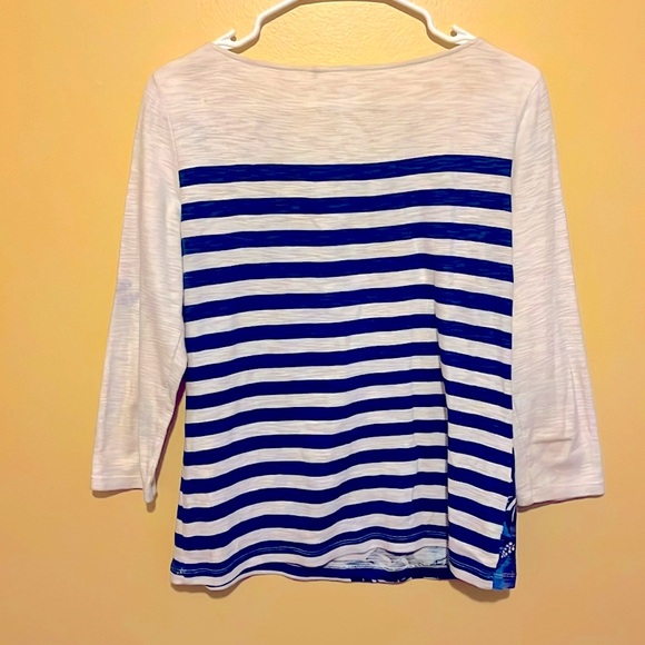XS Tommy Bahama Women's 3/4 Sleeve Striped Boat Neck T-Shirt - Picture 6 of 6